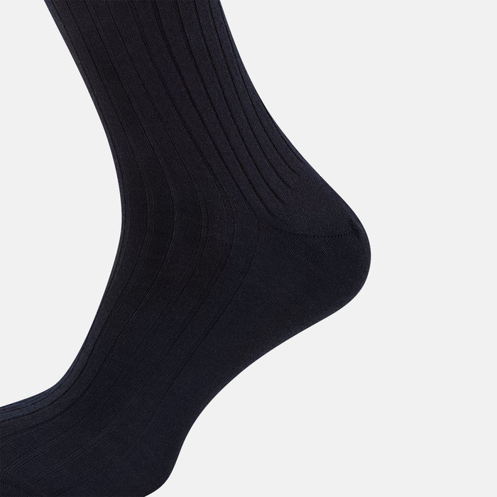 Navy Cashmere Silk Mid-length Socks Image 3