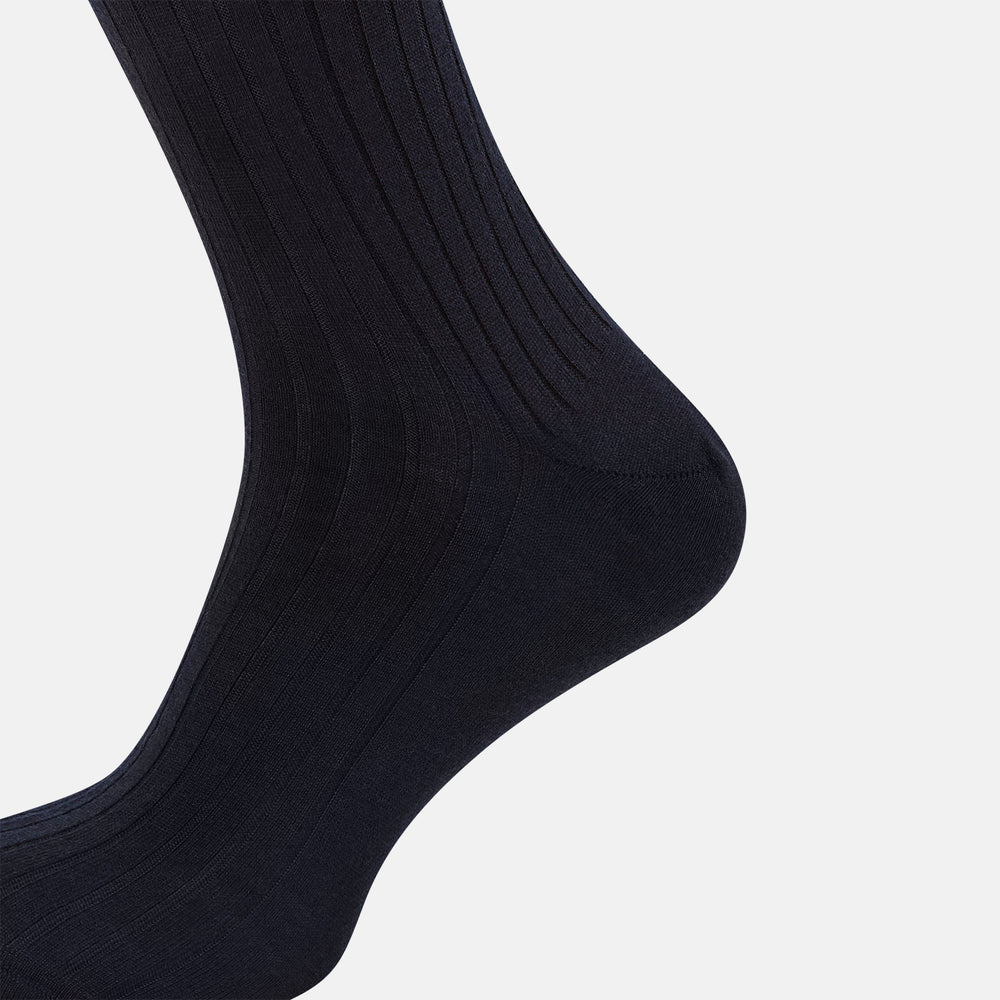 Navy Cashmere Silk Mid-length Socks 13