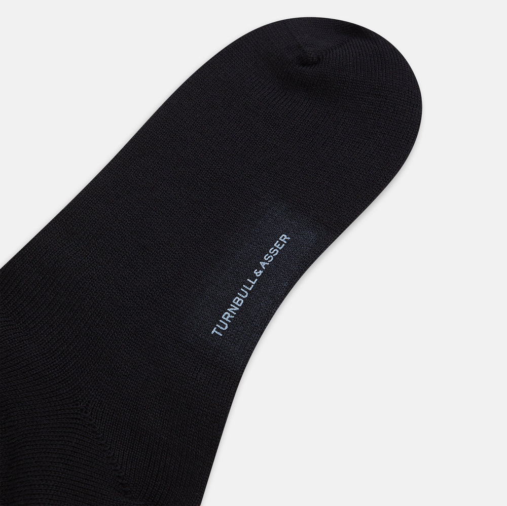 Black and Grey Check Wool Long Socks 13
