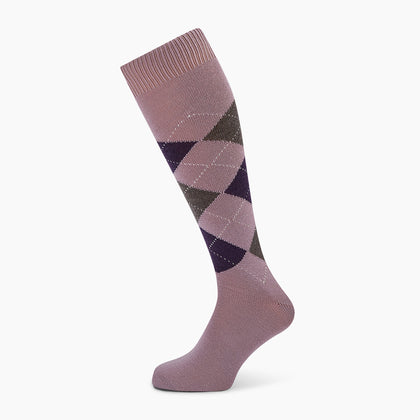 Lavender & Purple Check Wool Long Socks Image 4