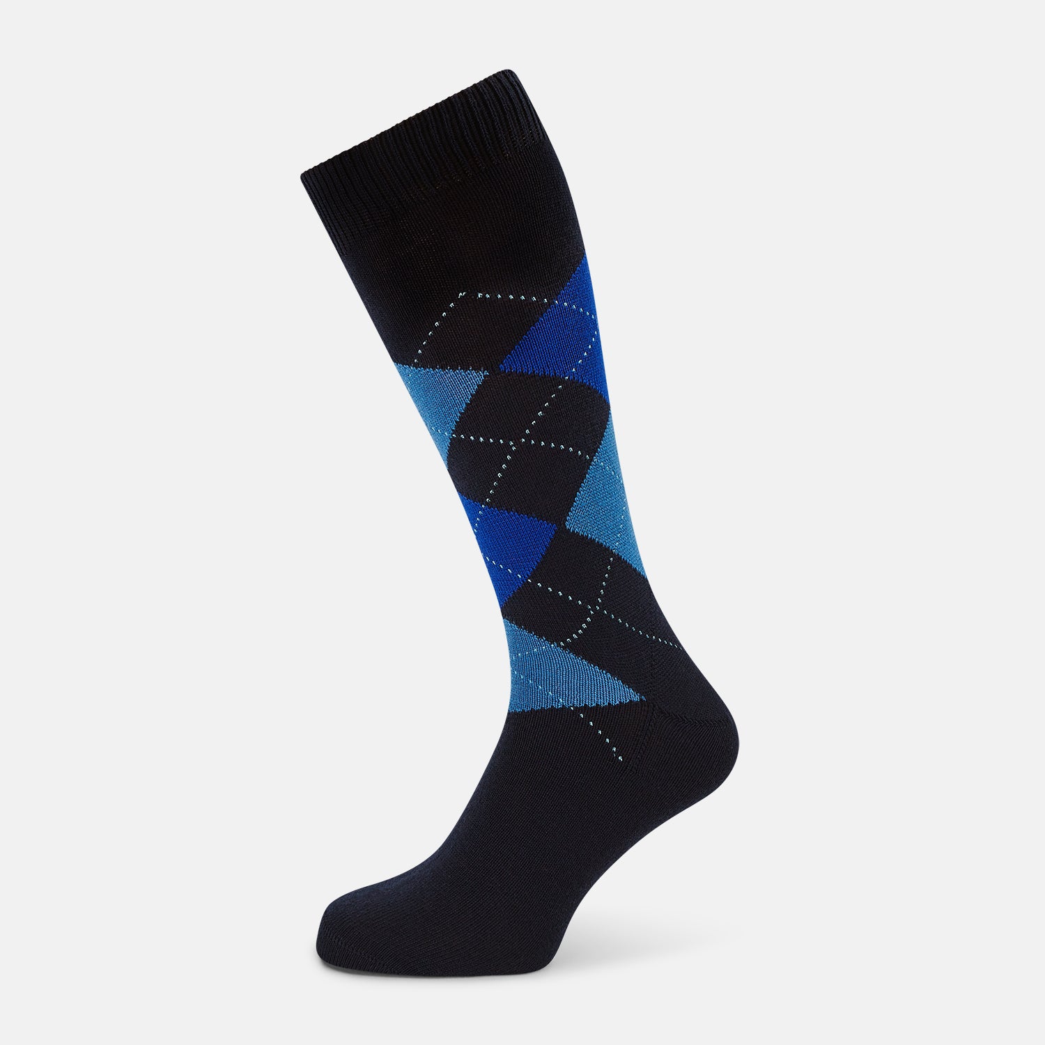 Image 1 of product Navy & Royal Blue Check Wool Mid-Length Socks 13