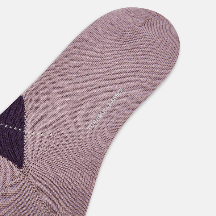 Lavender & Purple Check Wool Mid-length Socks Image 2
