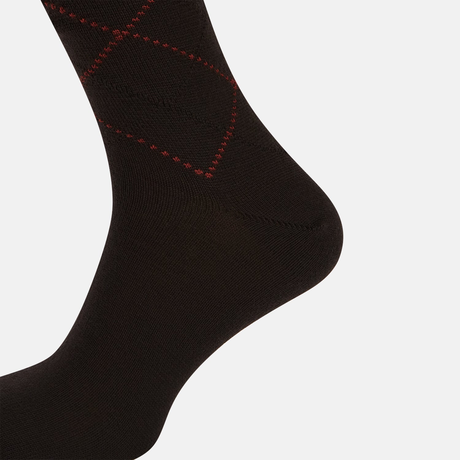 View 4 of product SOCKS WOOL DIAMOND INTARSIA LONG DARK BROWN/ RUST 11