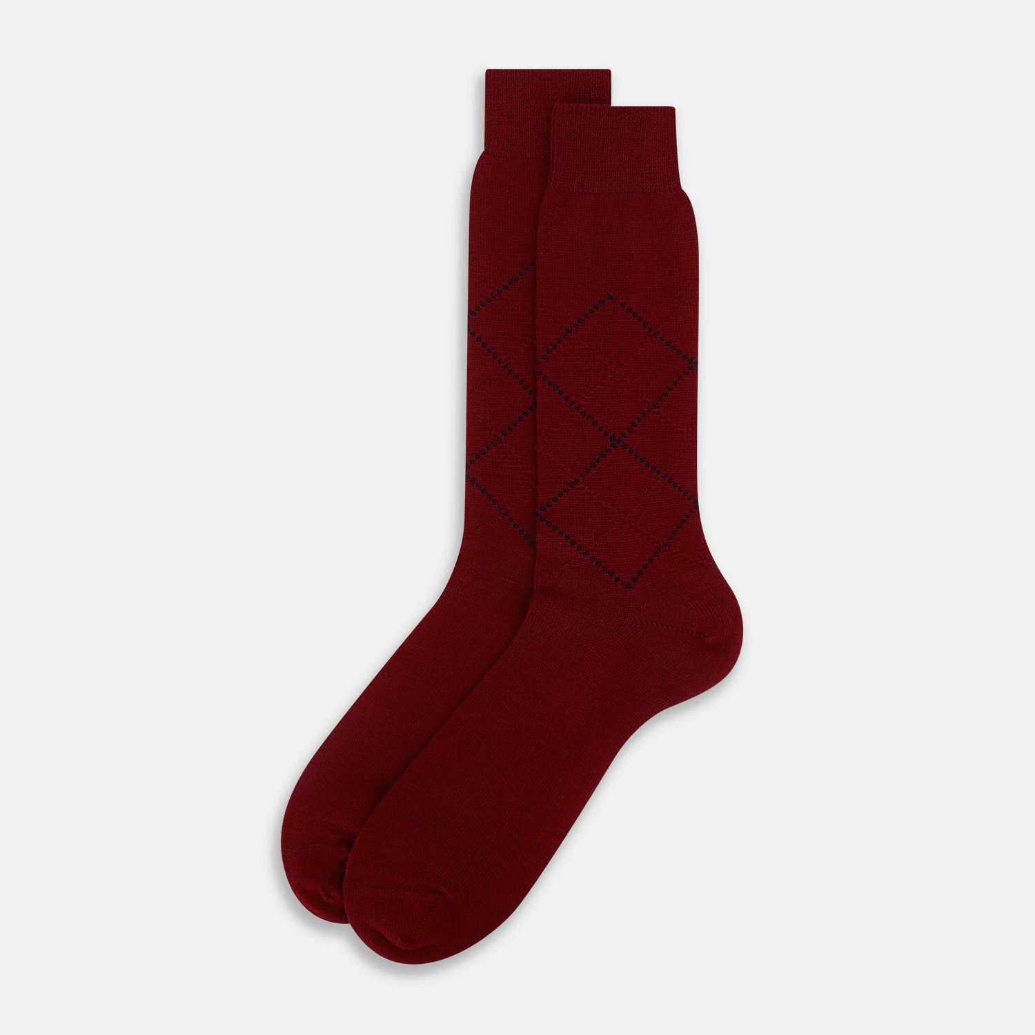 View 2 of product SOCKS WOOL DIAMOND INTARSIA SHORT BURGUNDY / NAVY 13