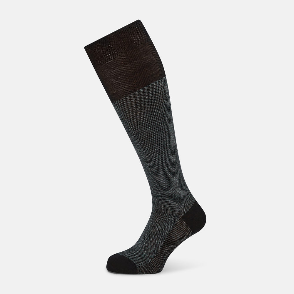 Black and Grey Wool Long Socks 13