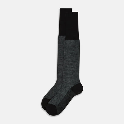 Black and Grey Wool Long Socks