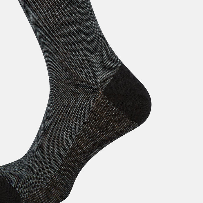 Black and Grey Wool Long Socks Image 3