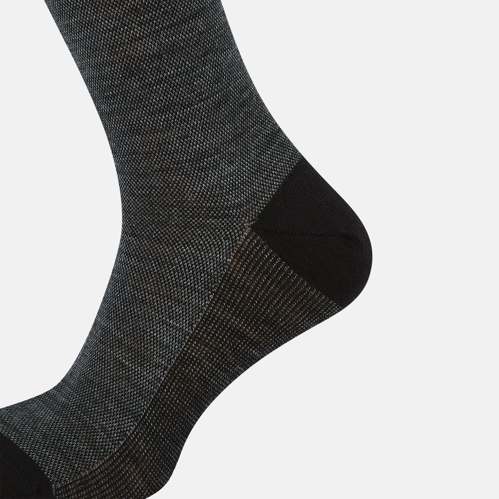 Black and Grey Wool Long Socks 13