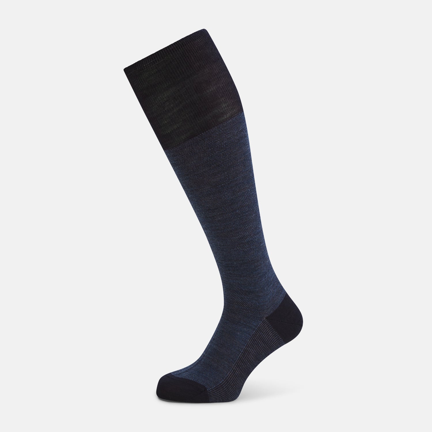 View 1 of product Navy Denim Patterned Wool Long Socks 13