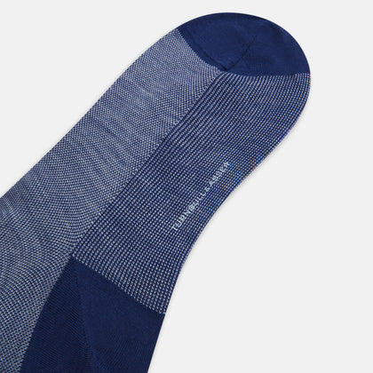 Pale Blue Denim Patterned Wool Long Socks Image 2