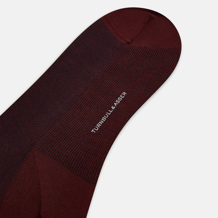 Burgundy and Navy Wool Long Socks Image 2