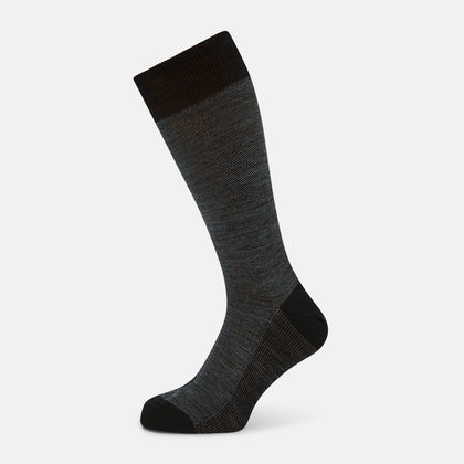 Black and Grey Motif Wool Mid-length Socks