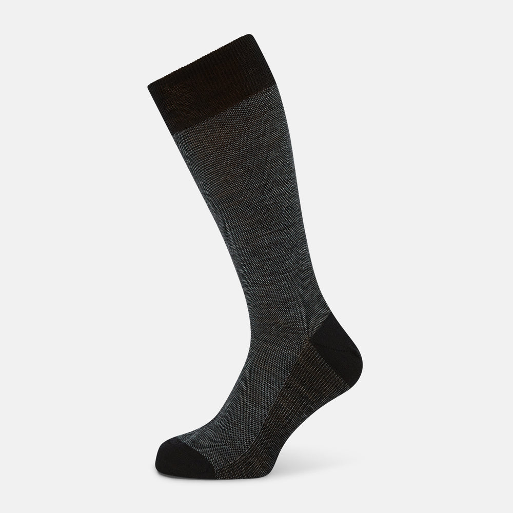 Black and Grey Motif Wool Mid-length Socks 13