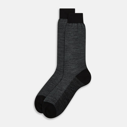Black and Grey Motif Wool Mid-length Socks