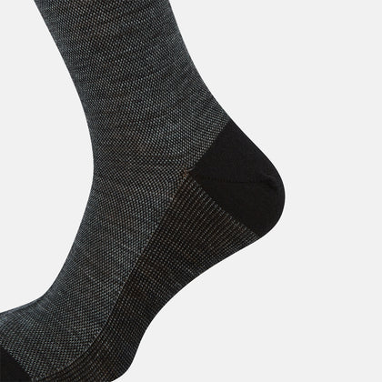 Black and Grey Motif Wool Mid-length Socks Image 3