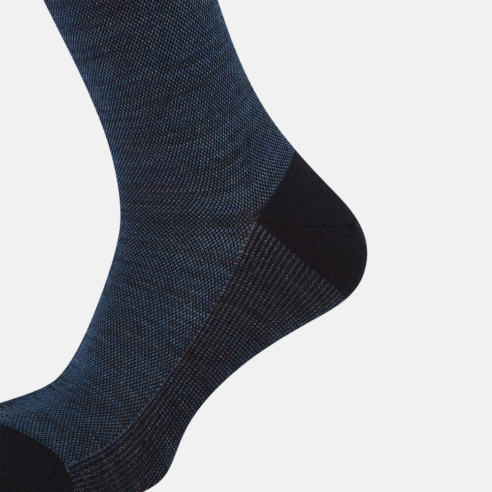 Navy Motif Wool Mid-length Socks 13