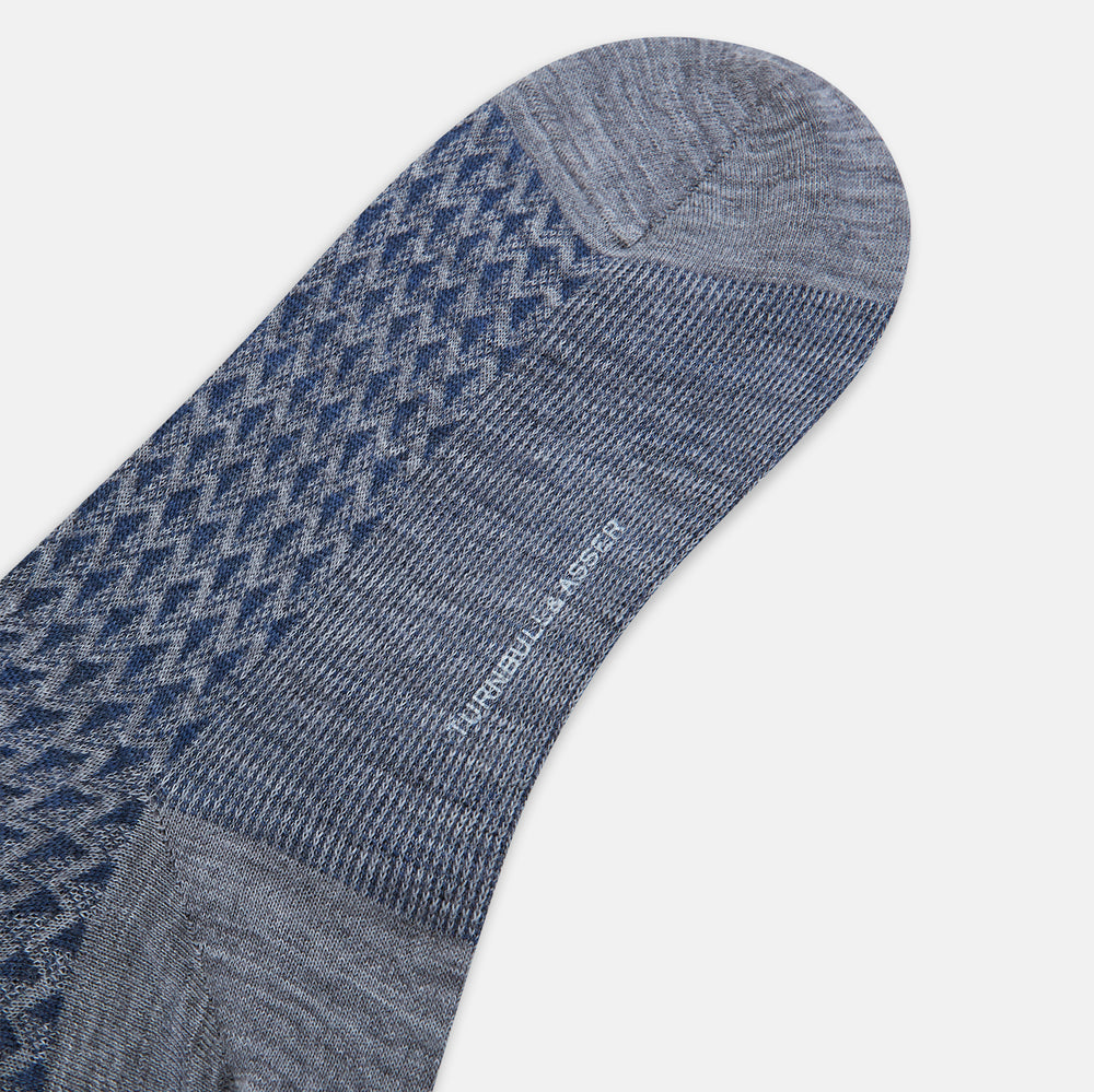 Steel Melange Motif Intarsia Wool Long Socks 13