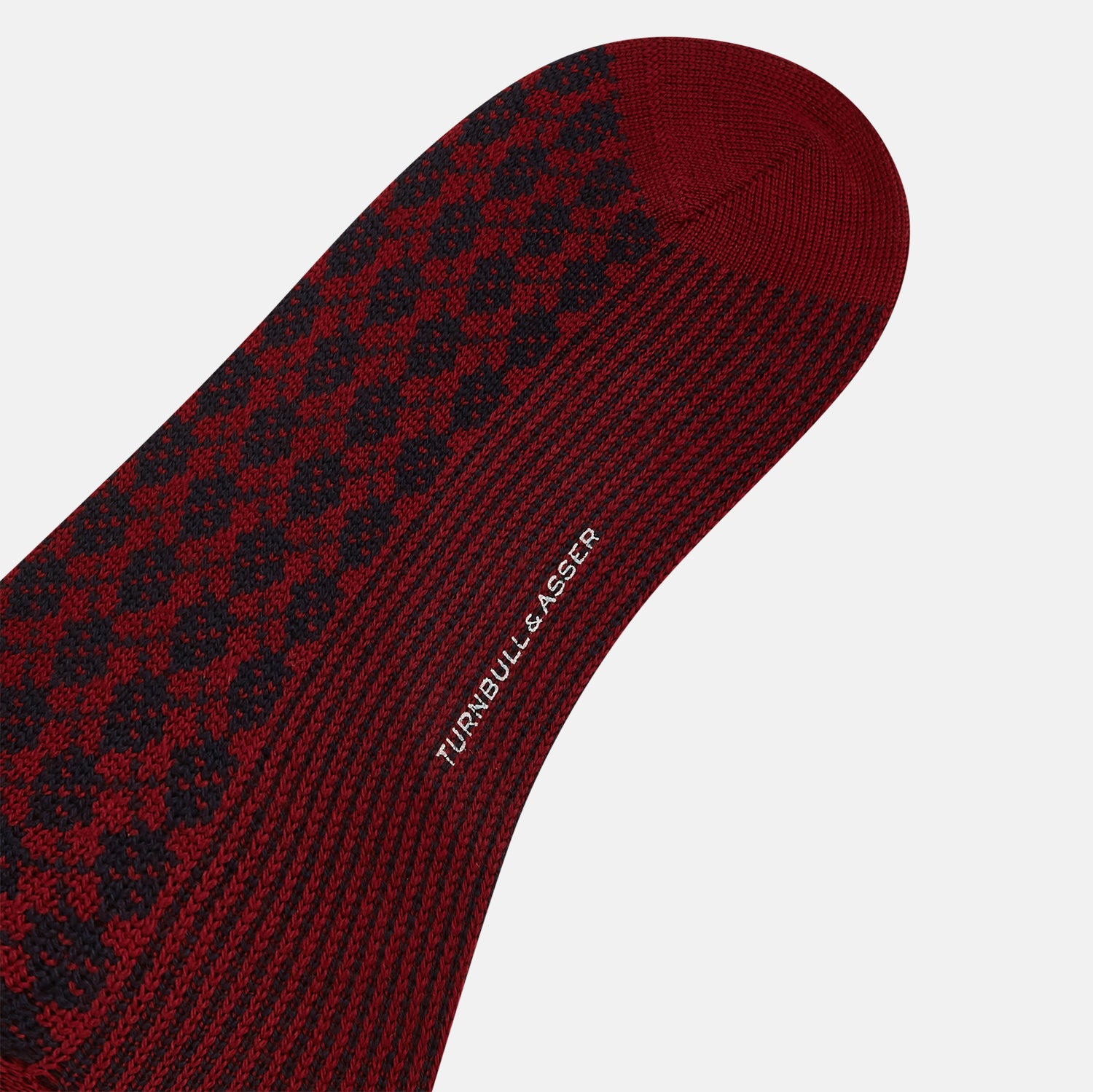 View 3 of product Burgundy & Navy Antique Motif Wool Long Socks 11
