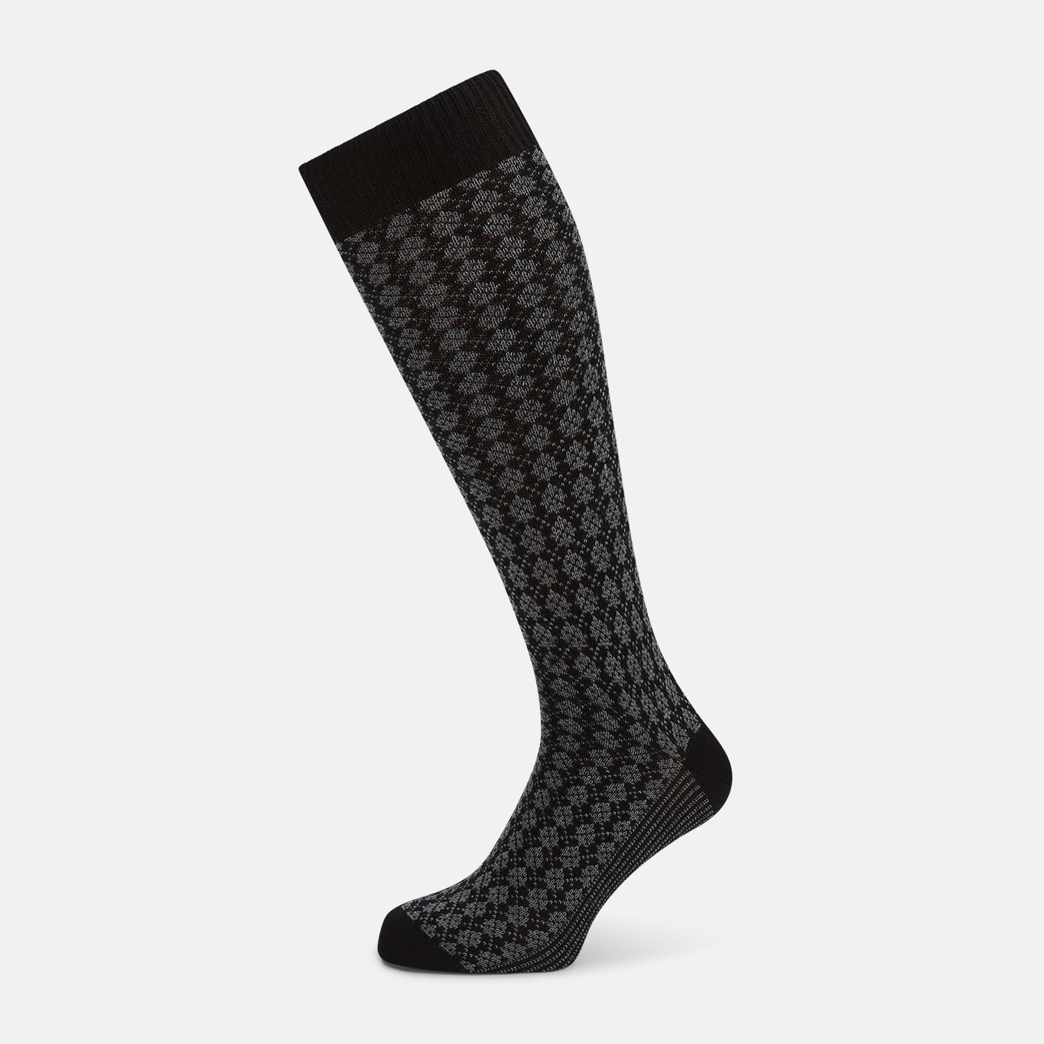 View 1 of product Charcoal Melange Antique Motif Wool Long Socks 10.5