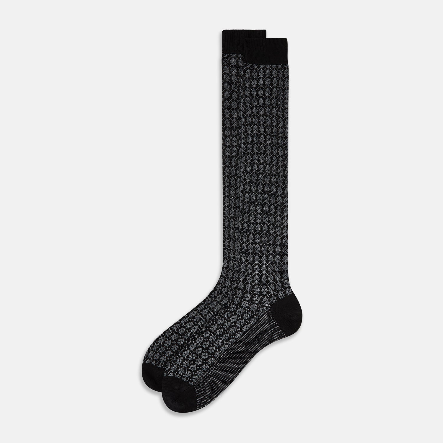 View 2 of product Charcoal Melange Antique Motif Wool Long Socks 10.5