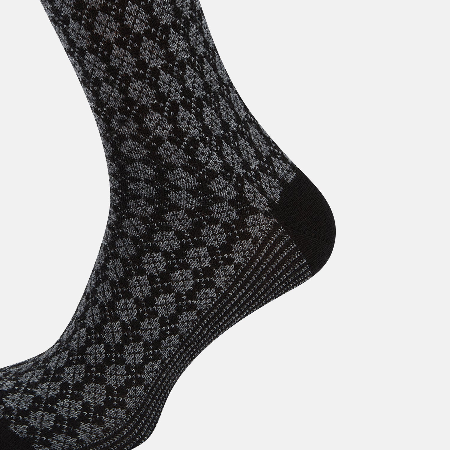 View 4 of product Charcoal Melange Antique Motif Wool Long Socks 10.5