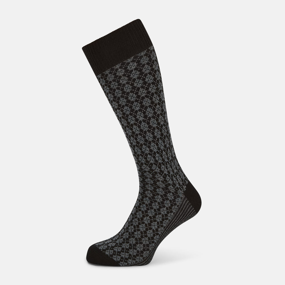 SOCKS WOOL MINI ARGYLE SHORT CHARCOAL MELANGE 11.5
