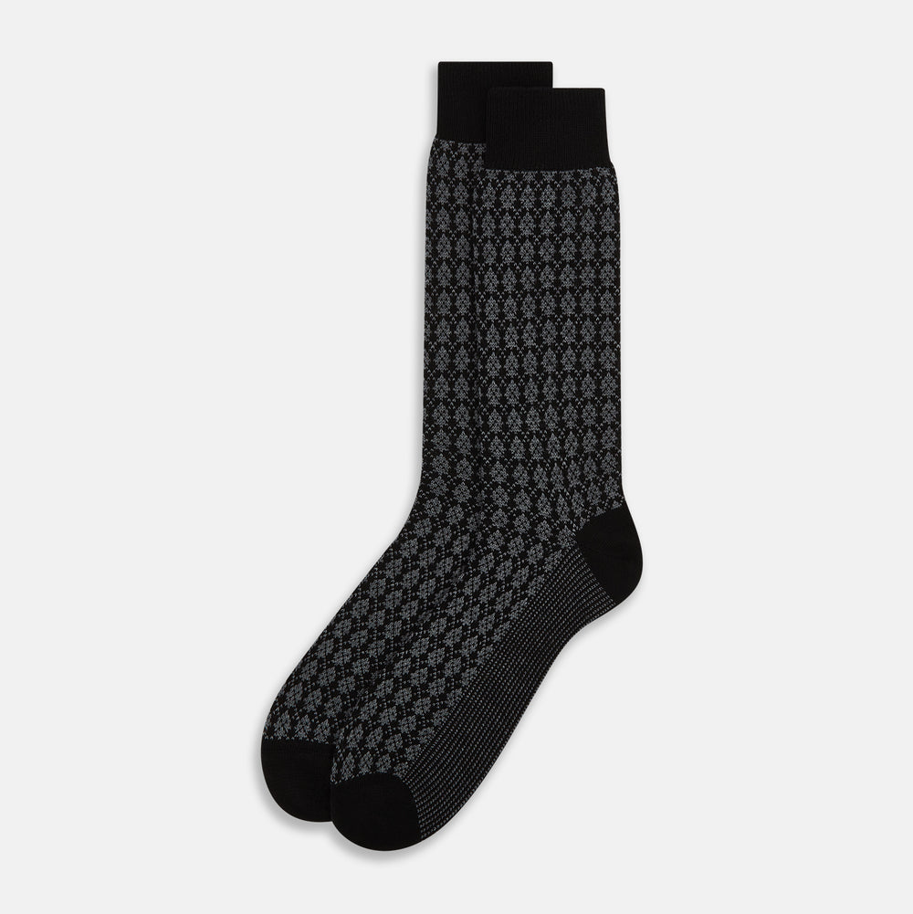 SOCKS WOOL MINI ARGYLE SHORT CHARCOAL MELANGE 11.5