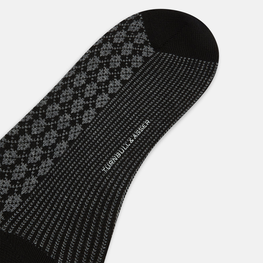 SOCKS WOOL MINI ARGYLE SHORT CHARCOAL MELANGE 11.5