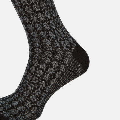 Charcoal Melange Antique Motif Wool Mid-length Socks Image 3