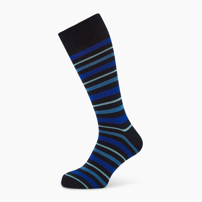 Deep Blue Striped Wool Mid-length Socks Image 4