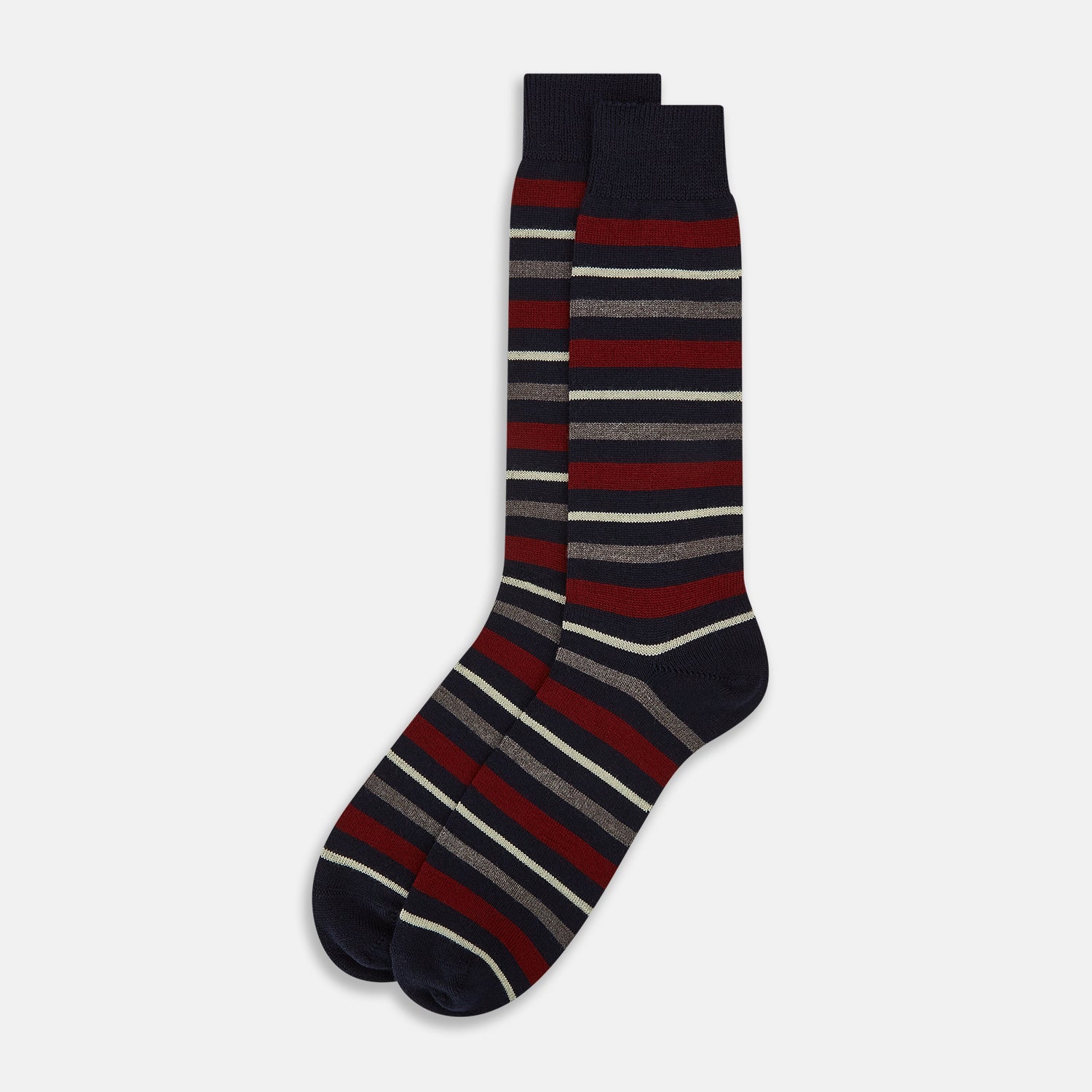 Image 2 of product Burgundy & Navy Striped Wool Mid-length Socks 13