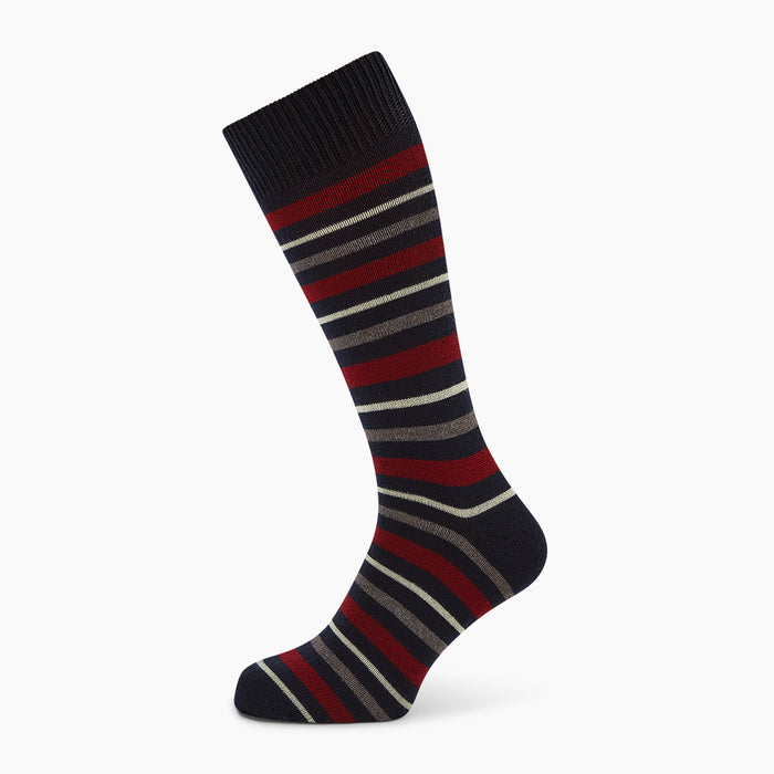 Burgundy & Navy Striped Wool Mid-length Socks Image 4
