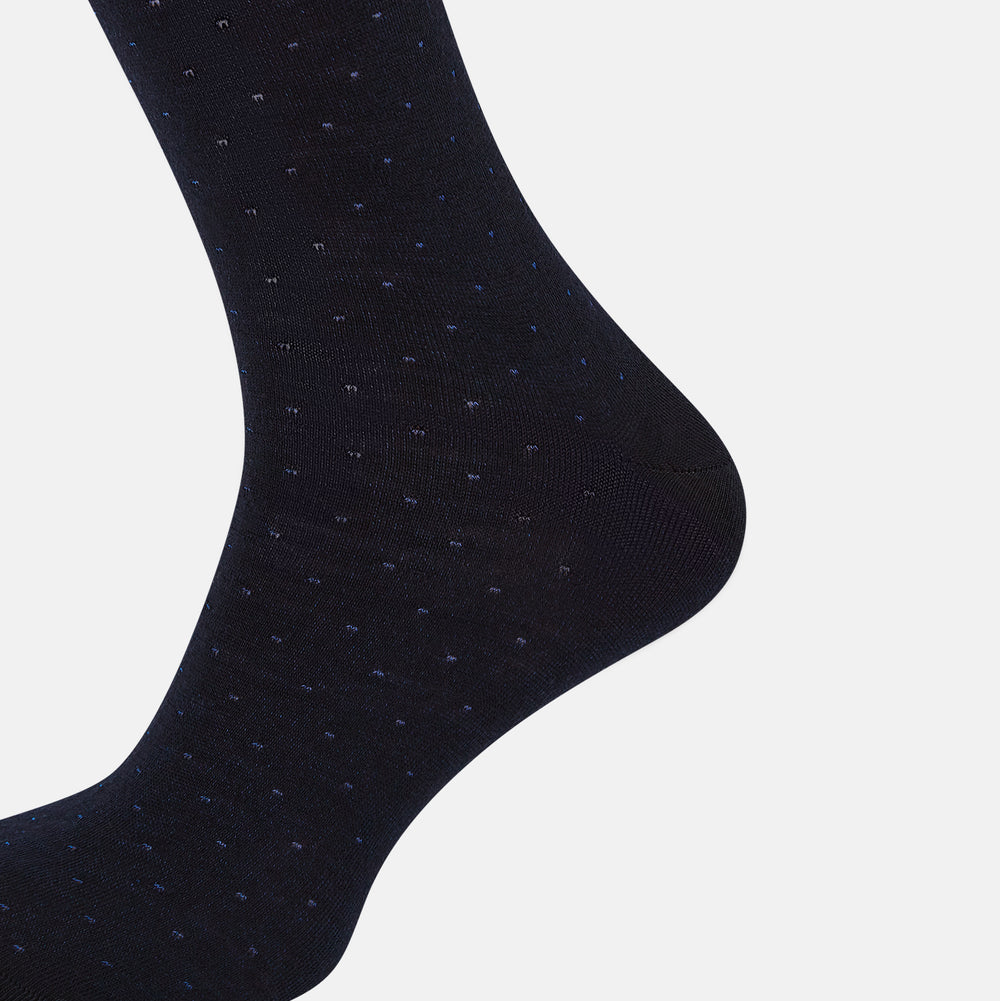 Navy and Royal Blue Dot Wool Long Socks 13
