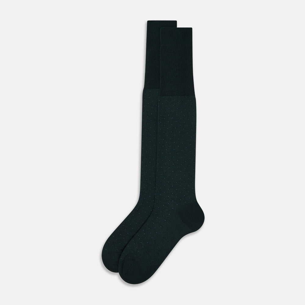 Forest Green Dot Wool Long Socks 13