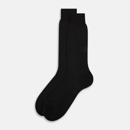 Black and Grey Dot Wool Mid-Length Socks
