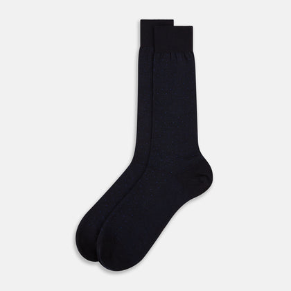 Navy and Royal Blue Dot Wool Mid-Length Socks