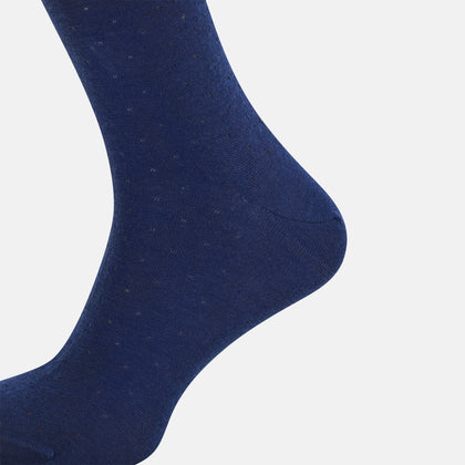 Avio Blue Dotted Wool Mid-length Socks Image 3