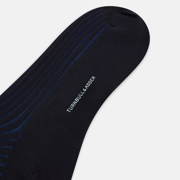 Navy and Blue Wool Blend Long Socks Image 2