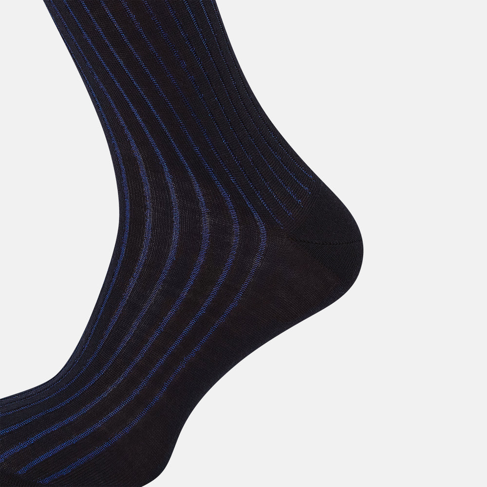 Navy and Blue Wool Blend Long Socks 13