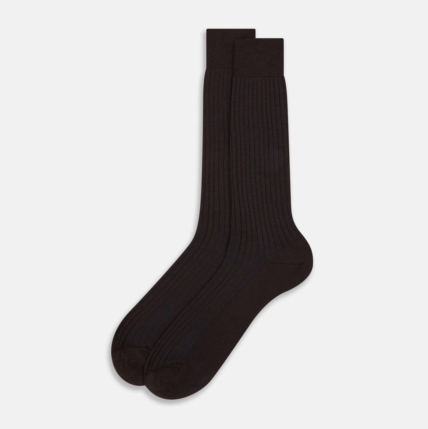 View 2 of product Dark Chocolate and Blue Yarn Striped Wool Mid-length Socks 13