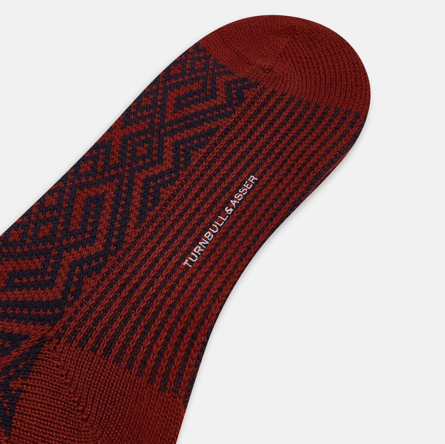 View 3 of product Burgundy and Navy Diamond Wool Mid-length Socks 13