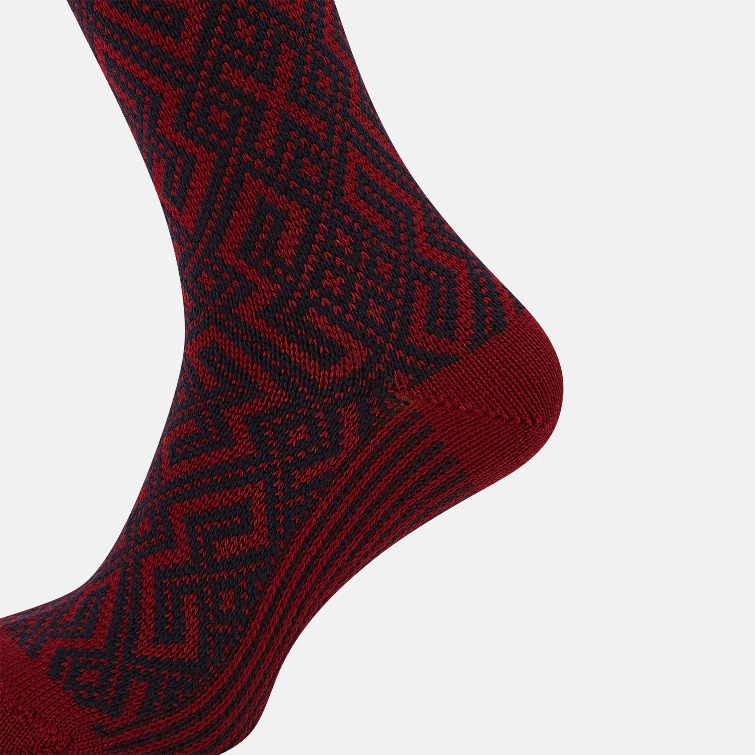 Image 4 of product Burgundy and Navy Diamond Wool Mid-length Socks 13