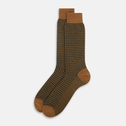 Forest Green & Peanut Motif Wool Mid-length Socks Image 1