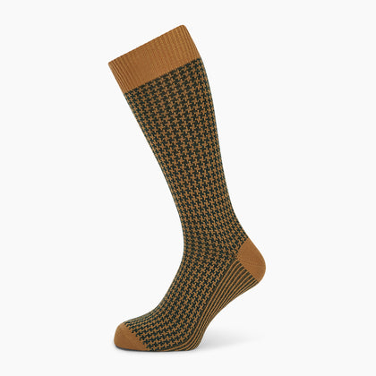 Forest Green & Peanut Motif Wool Mid-length Socks Image 4