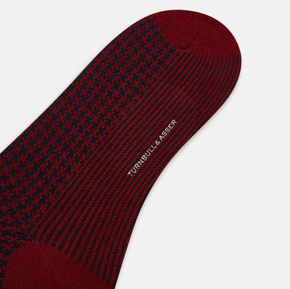 Red and Navy Motif Wool Mid-length Socks Image 2