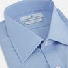 View 2 of product The Turnbull & Asser Blue Cotton Shirt with T&A collar and double cuffs is displayed neatly on a white background—ideal for pairing with a navy suit for a sharp, sophisticated look.