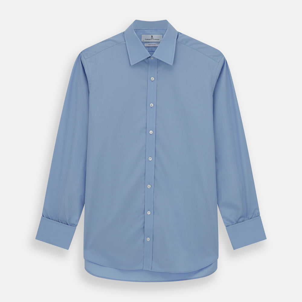 Blue Cotton Shirt With T&A Collar & Double Cuffs | Turnbull & Asser