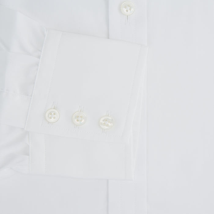 Plain White Cotton Shirt with T&A Collar and 3-Button Cuffs  Image 3