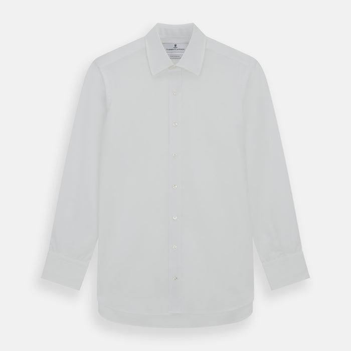 Plain White Cotton Shirt with T&A Collar and 3-Button Cuffs 