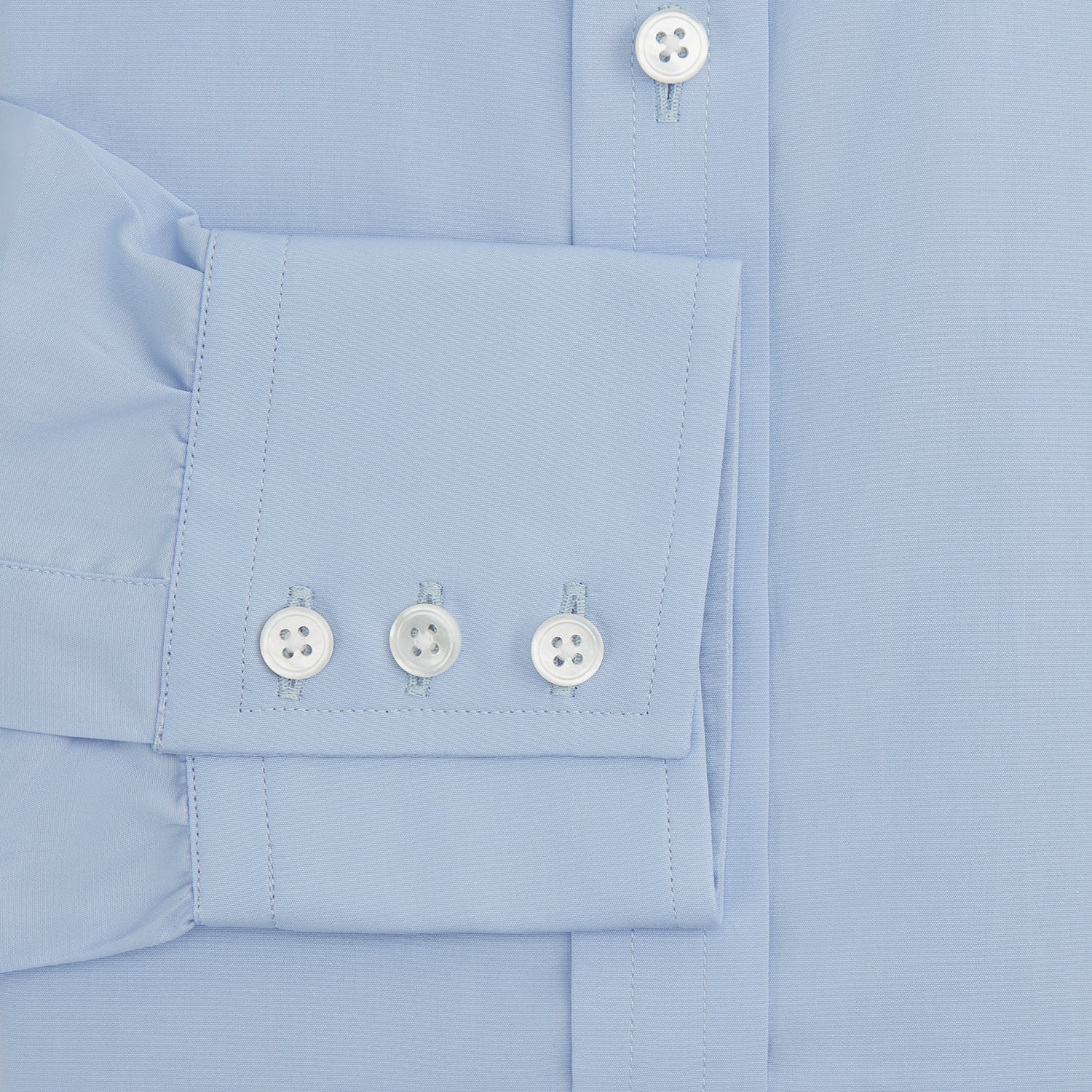 Blue Cotton Shirt with T&A Collar and 3-Button Cuffs